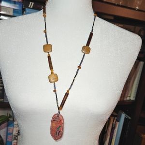 Free Add-on - Mid Length Asymmetrical Necklace - Beads, Clay and Wood